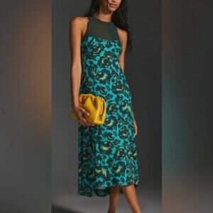 Anthropologie Maeve NWT Mesh Halter Midi Dress Size XL